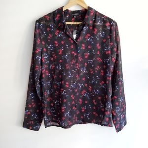 DYNAMITE Sheer Blouse Florals Size S
